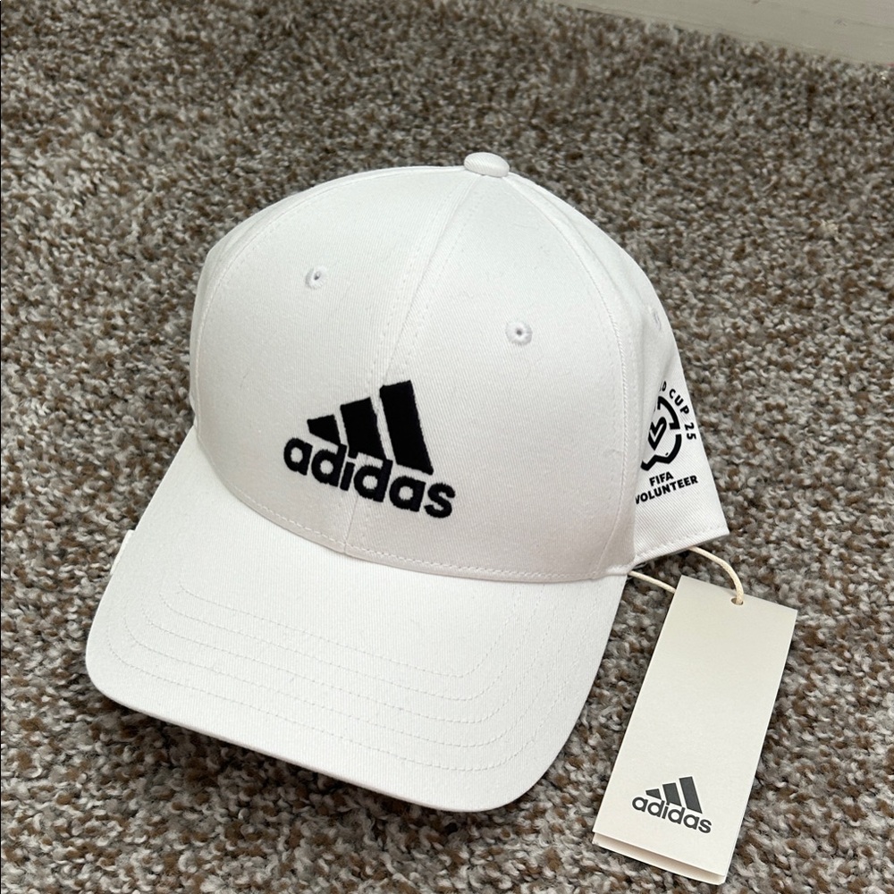 Adidas White and Black Logo Cap